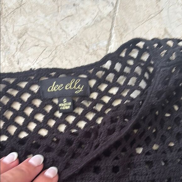 Dee Elly sz S Elegant Black Crochet Women's Top NWOT - Picture 2 of 5